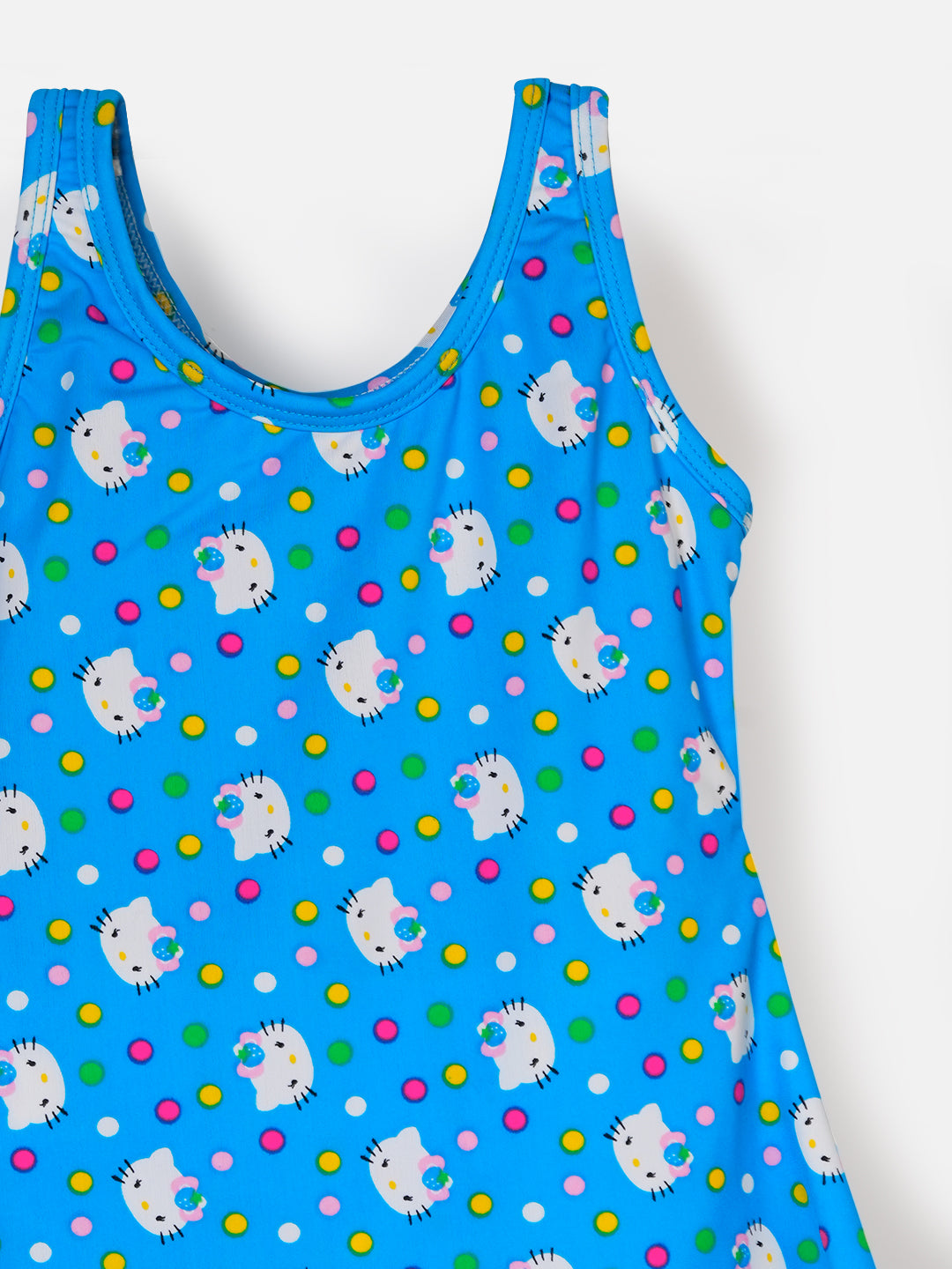 CUKOO Girls Blue Kitty Print Swimsuit (kids swimsuit)