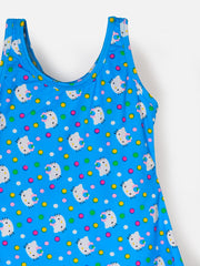 CUKOO Girls Blue Kitty Print Swimsuit (kids swimsuit)