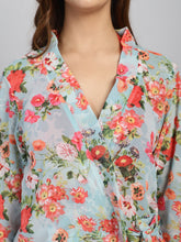 Green Red Floral Print cover up (Only Sarong)