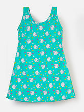 CUKOO Girls Sea Green Kitty Print Swimsuit (kids swimsuit)