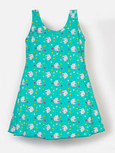 CUKOO Girls Sea Green Kitty Print Swimsuit (kids swimsuit)