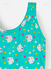 CUKOO Girls Sea Green Kitty Print Swimsuit (kids swimsuit)