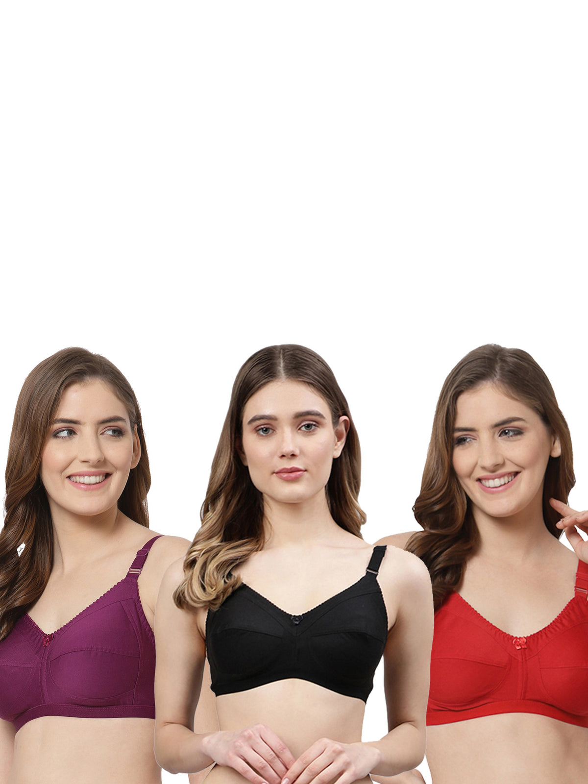 CUKOO Pack of 3 Pure Cotton Bra