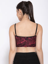 CUKOO Women Lightly Padded Maroon Abstract Printed Bralette Top - Cukoo 