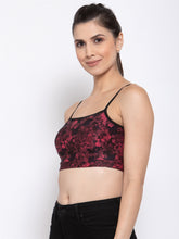 CUKOO Women Lightly Padded Maroon Abstract Printed Bralette Top - Cukoo 