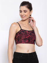 CUKOO Women Lightly Padded Maroon Abstract Printed Bralette Top - Cukoo 