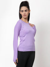 CUKOO Solid Purple Dry Fit Thumb Sleeves Tshirt - Cukoo 