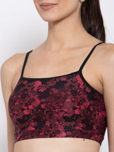 CUKOO Women Lightly Padded Maroon Abstract Printed Bralette Top - Cukoo 