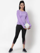CUKOO Solid Purple Dry Fit Thumb Sleeves Tshirt - Cukoo 