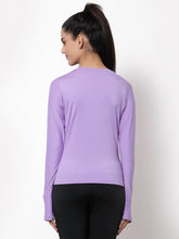 CUKOO Solid Purple Dry Fit Thumb Sleeves Tshirt - Cukoo 