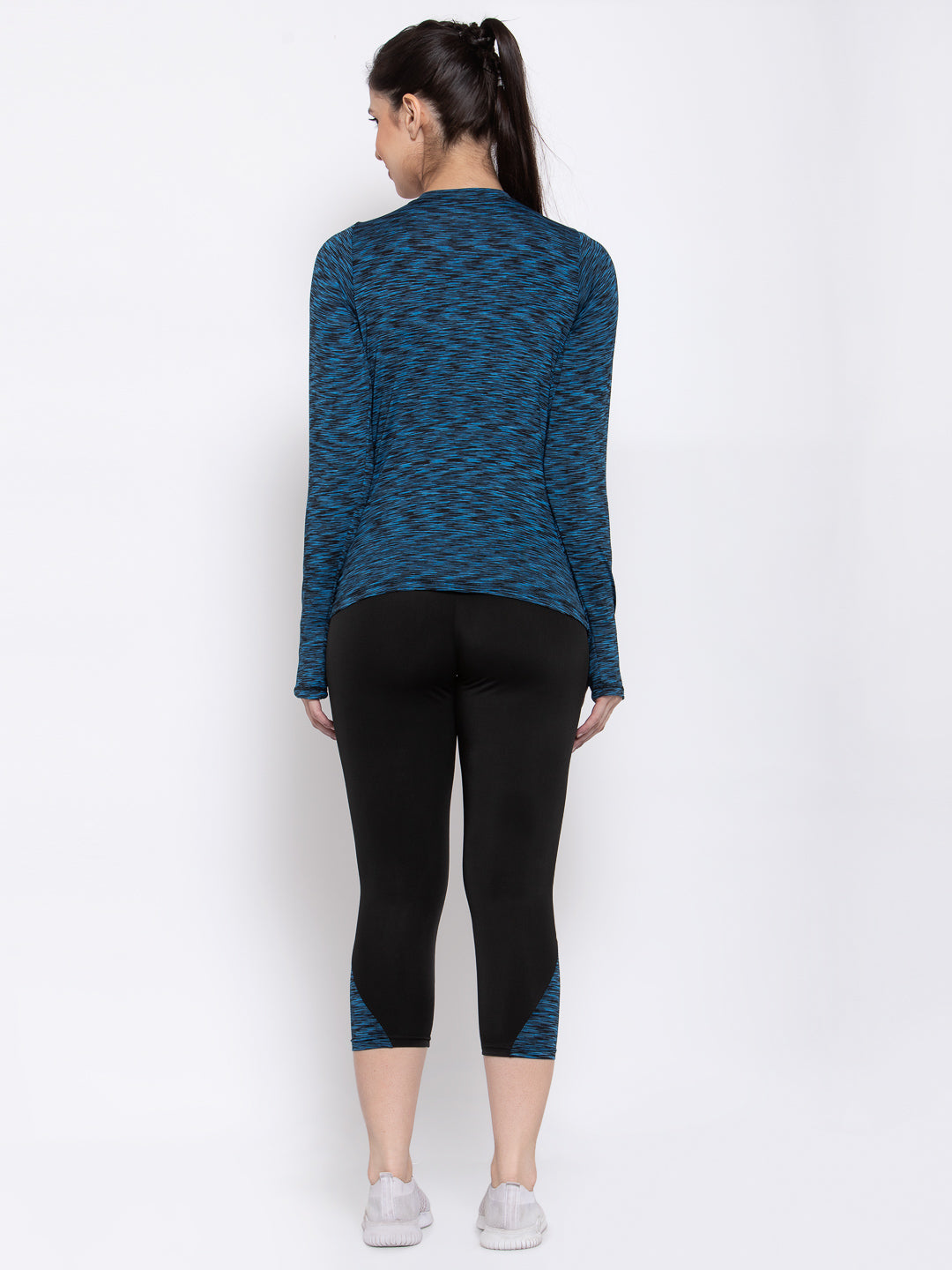 CUKOO Two piece Blue full sleeves Top and Black track pants with zip pocket Gym wear - Cukoo 