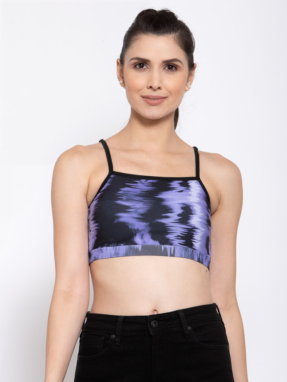 CUKOO Women Lightly Padded Lavender Printed Bralette Top - Cukoo 