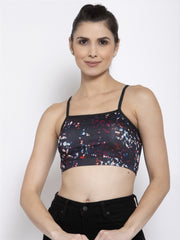 CUKOO Women Lightly Padded Black Printed Bralette Top - Cukoo 