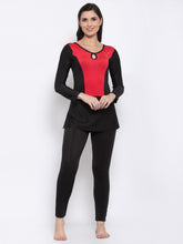 CUKOO Padded Black & Red Single piece long Swimwear - Cukoo 