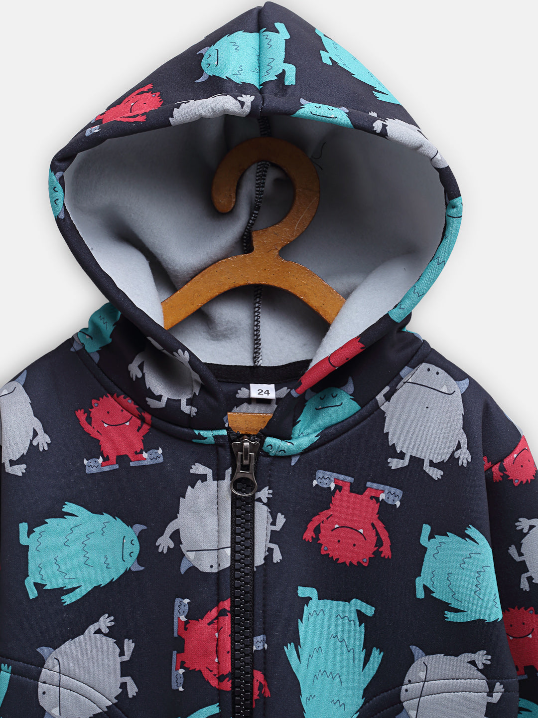 CUKOO Kids Little Monster Printed Black Jacket - Cukoo 