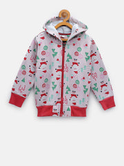 CUKOO Kids Xmas Santa Printed Grey Jacket - Cukoo 