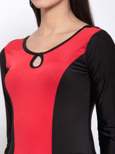 CUKOO Padded Black & Red Single piece long Swimwear - Cukoo 