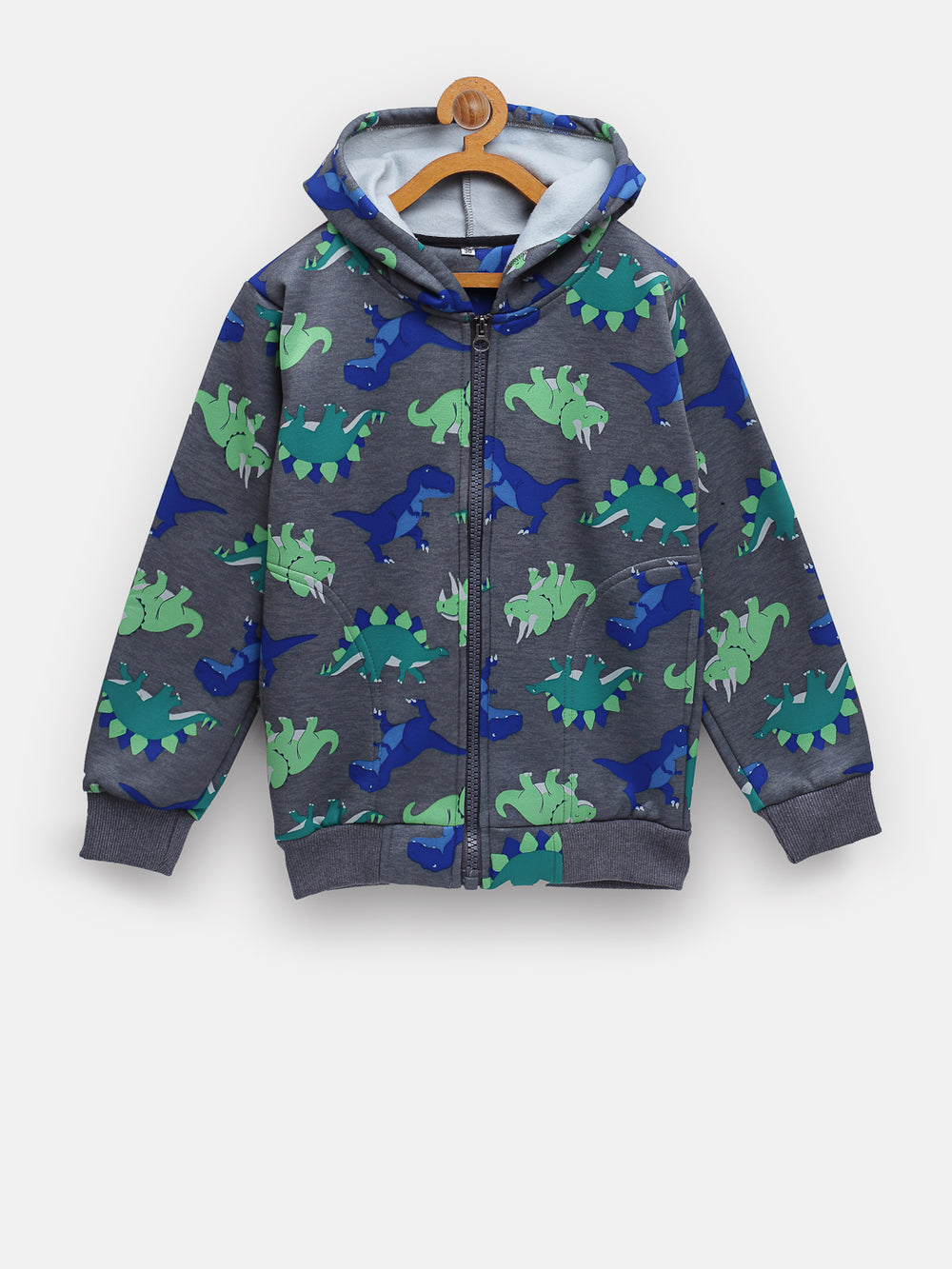 CUKOO Kids Grey Rhino and Dinosaur Printed Jacket - Cukoo 