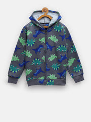 CUKOO Kids Grey Rhino and Dinosaur Printed Jacket - Cukoo 