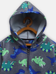 CUKOO Kids Grey Rhino and Dinosaur Printed Jacket - Cukoo 