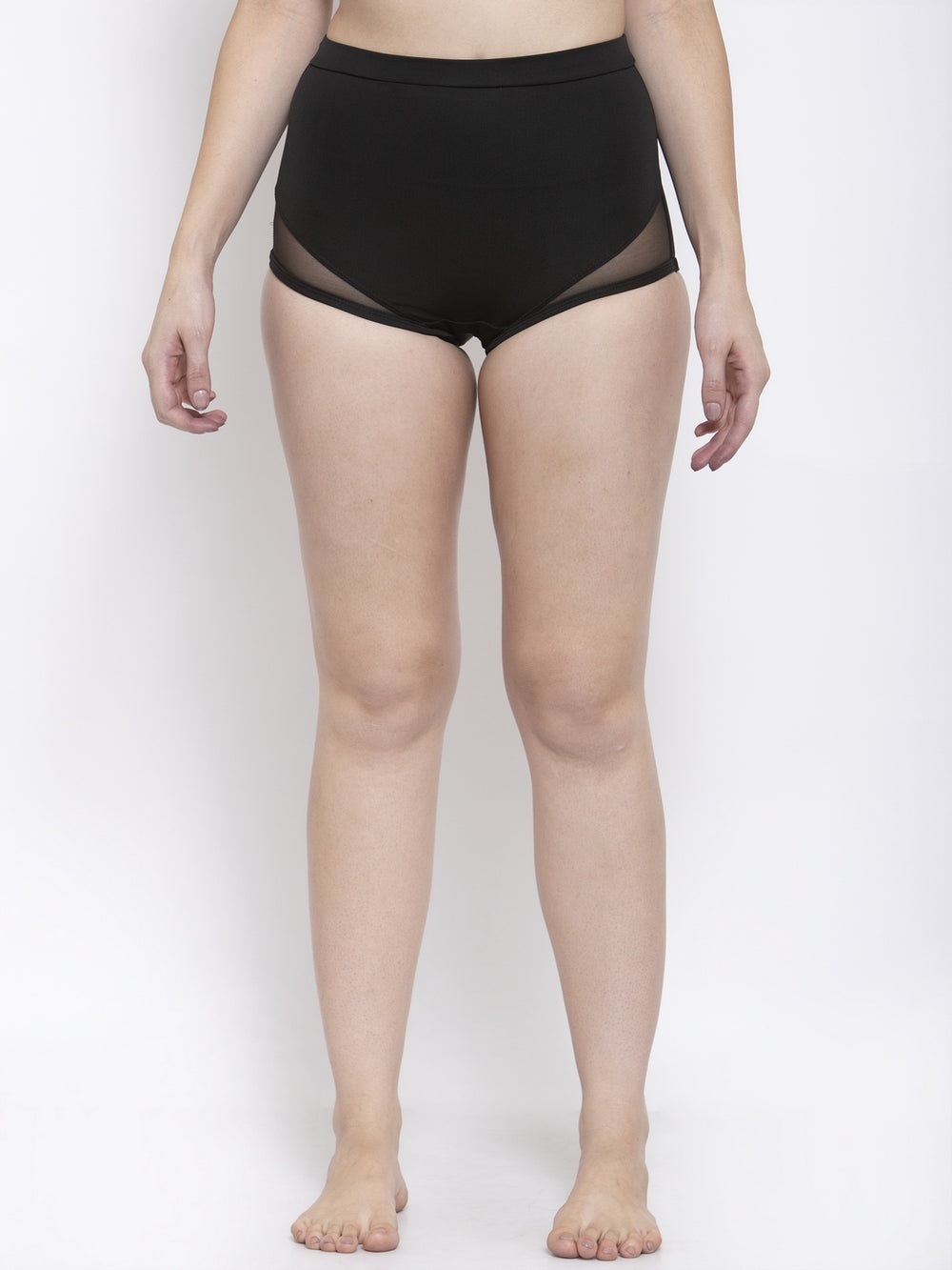 CUKOO Women Black Mesh High Waist Bikini Bottoms - Cukoo 