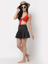CUKOO Padded Solid Red and Black Two piece Tankini Swimwear Set - Cukoo 