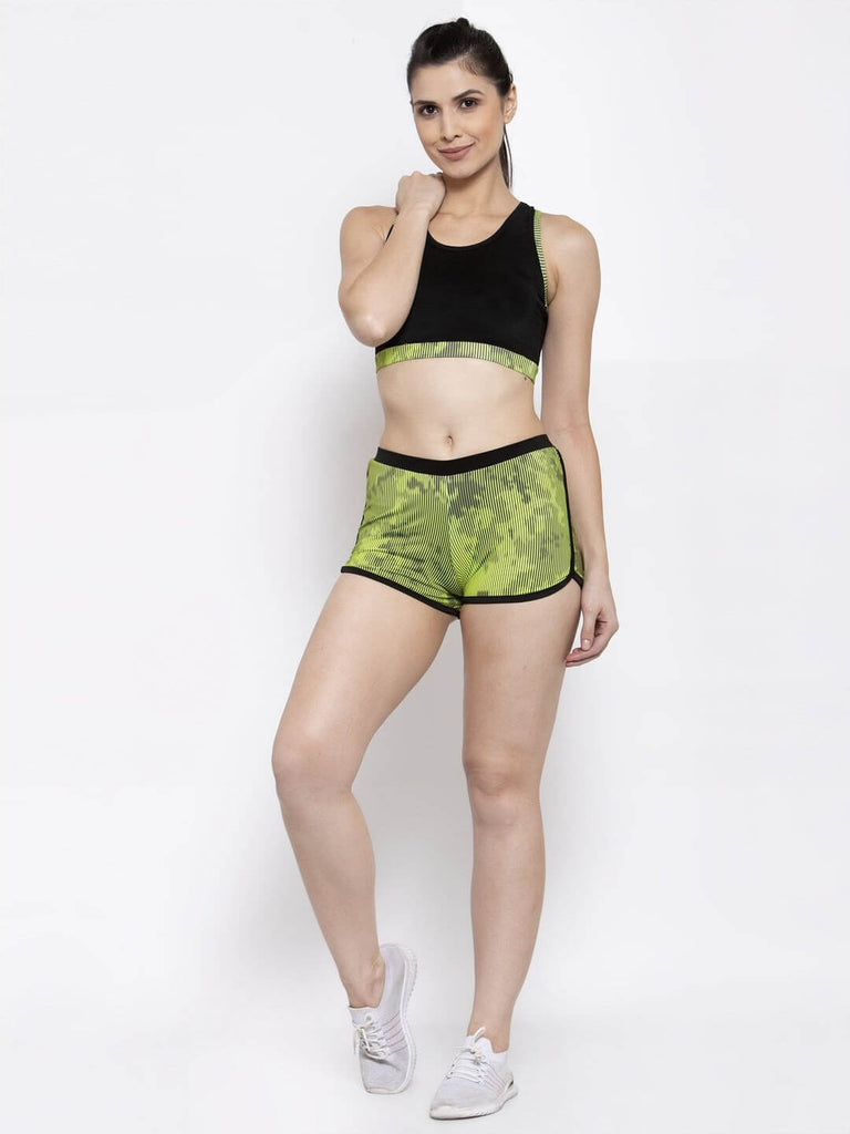 CUKOO Two piece Sports Bra and Green Workout Shorts ( Track Suit