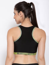 Cukoo Padded Black & Green Sports Bra - Cukoo 