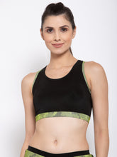Cukoo Padded Black & Green Sports Bra - Cukoo 