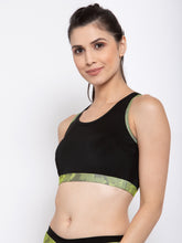 Cukoo Padded Black & Green Sports Bra - Cukoo 