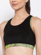 Cukoo Padded Black & Green Sports Bra - Cukoo 