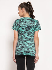CUKOO Rapid Dry Sea Green Printed Round Neck T-Shirt - Cukoo 