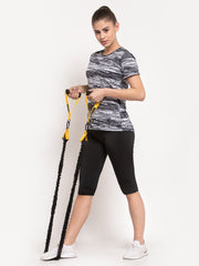 CUKOO Rapid Dry Black & White Printed Round Neck T-Shirt - Cukoo 