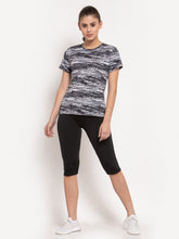 CUKOO Rapid Dry Black & White Printed Round Neck T-Shirt - Cukoo 