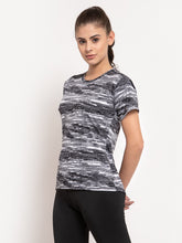 CUKOO Rapid Dry Black & White Printed Round Neck T-Shirt - Cukoo 