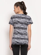 CUKOO Rapid Dry Black & White Printed Round Neck T-Shirt - Cukoo 