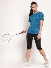 CUKOO Rapid Dry Blue Printed Round Neck T-Shirt - Cukoo 