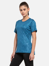CUKOO Rapid Dry Blue Printed Round Neck T-Shirt - Cukoo 