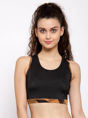 Cukoo Black & Brown Sports Bra Removable pads - Cukoo 
