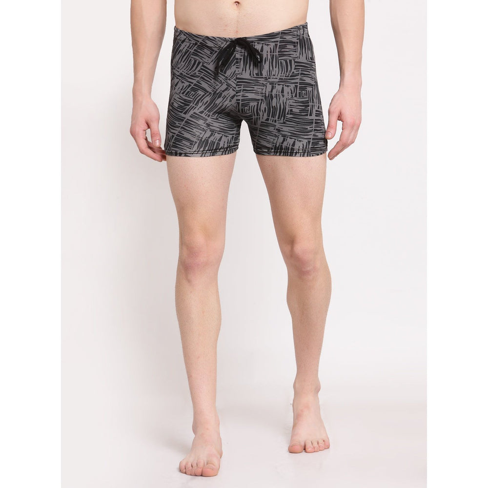 CUKOO Men Grey Abstract Printed Swim Bottom - Cukoo 