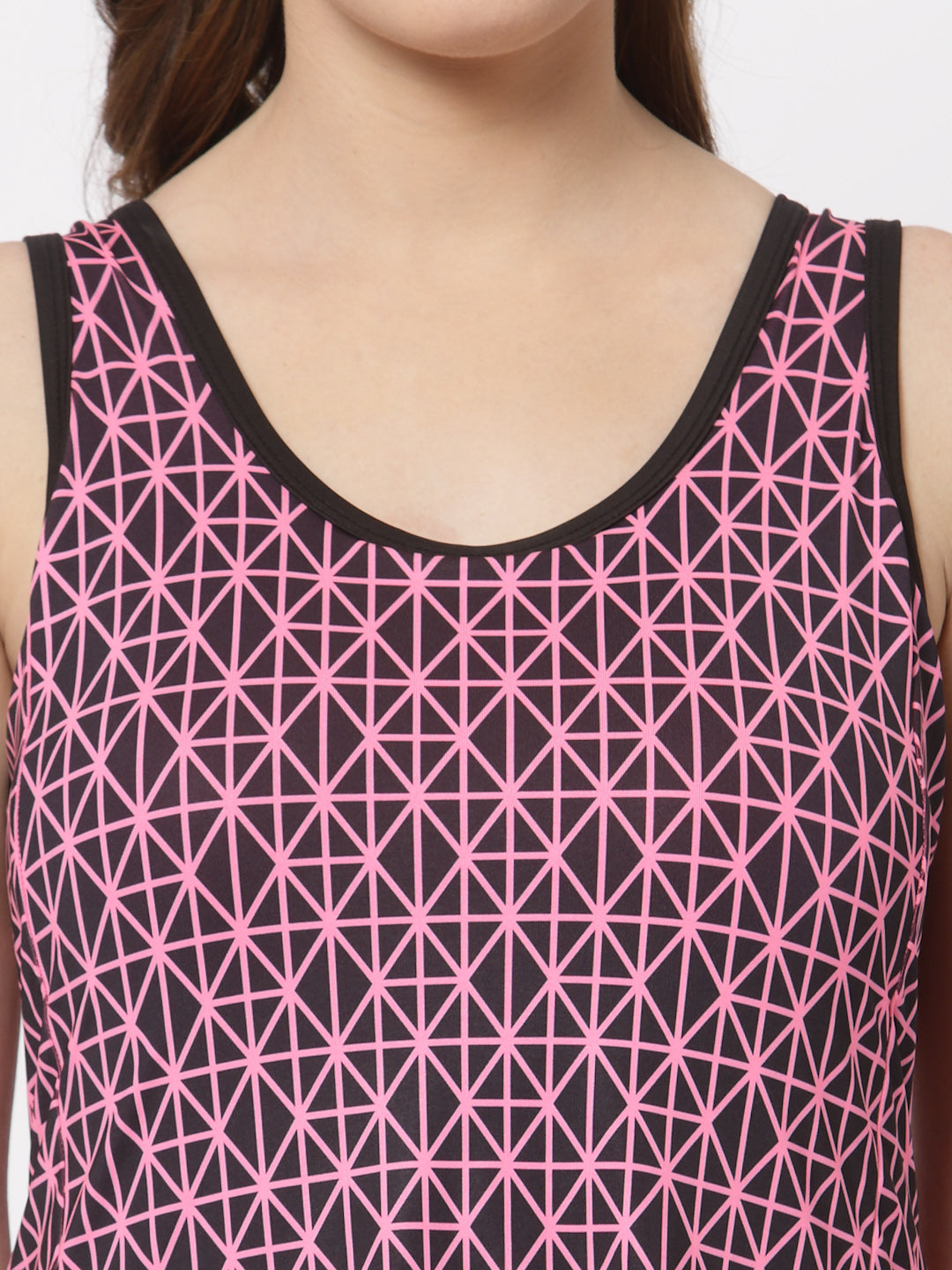 CUKOO Padded Pink Geometric Printed Swimwear - Cukoo 