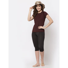 CUKOO Non padded Solid Maroon and Black Two piece Swimwear Set - Cukoo 
