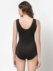 Cukoo Padded Printed Black & White Polka Dot Single Piece Swimsuit