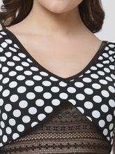 Cukoo Padded Printed Black & White Polka Dot Single Piece Swimsuit
