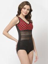 Cukoo Padded Printed Black & Red Polka Dot Single Piece Swimsuit