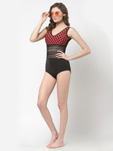 Cukoo Padded Printed Black & Red Polka Dot Single Piece Swimsuit