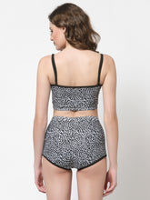 Cukoo Padded Printed Black & White Two Piece Tankini/Swimwear/Beachwear