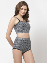 Cukoo Padded Printed Black & White Two Piece Tankini/Swimwear/Beachwear