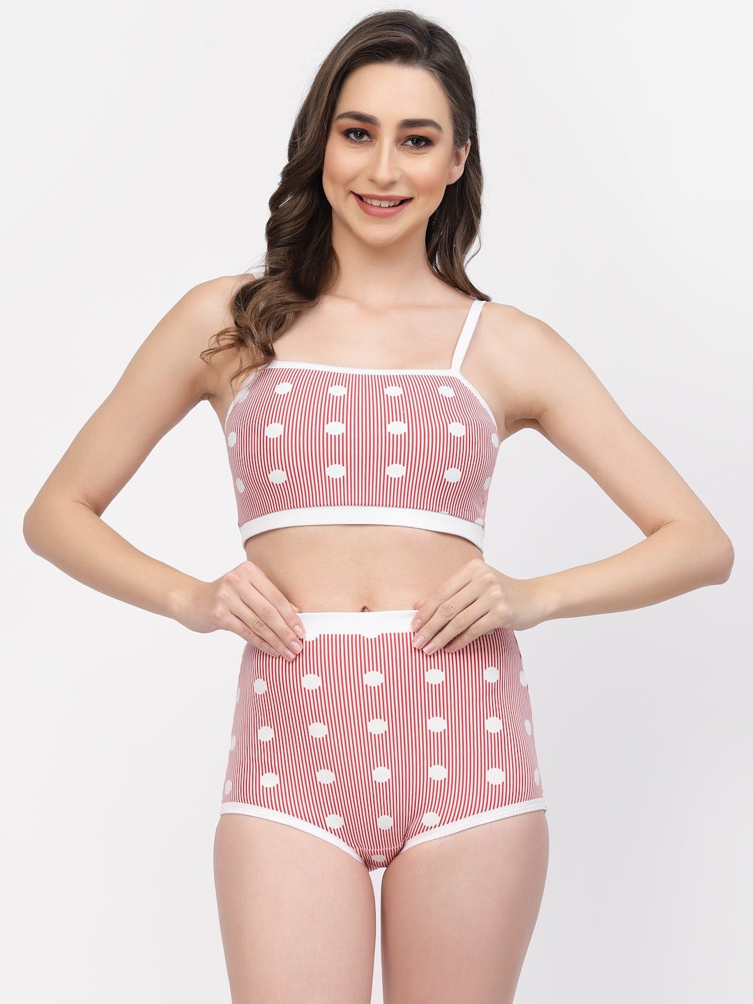 CUKOO Padded WhitePrinted Two piece Tankini Swimwear
