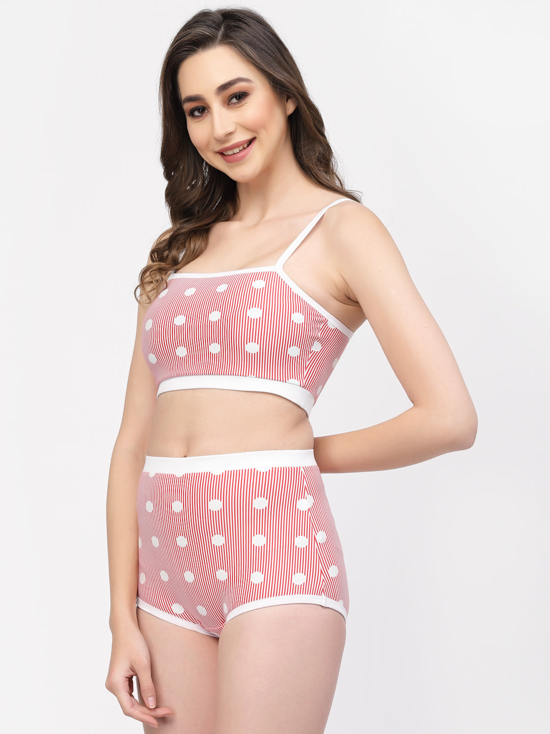CUKOO Padded WhitePrinted Two piece Tankini Swimwear